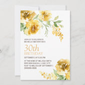 Invitation Aquarelle jaune Floral femmes 30e anniversaire (Devant)