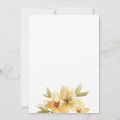 Invitation Aquarelle Jaune Floral Mariage Dîner de répétition (Dos)