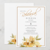 Invitation Aquarelle Jaune Floral Mariage Dîner de répétition (Devant / Derrière)