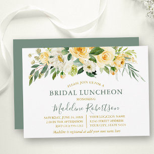 Invitation Aquarelle Jaune Floral Sage Or Bridal Déjeuner