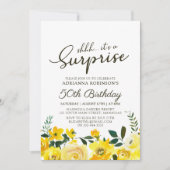 Invitation Aquarelle jaune Floral Surprise 50e anniversaire (Devant)