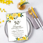 Invitation Aquarelle jaune Floral Surprise 50e anniversaire