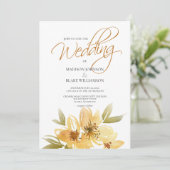Invitation Aquarelle Jaune Mariage de typographie Florale (Debout devant)