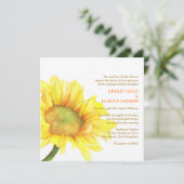 Invitation Aquarelle jaune Mariage floral de tournesol (Debout devant)