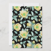 Invitation Aquarelle Jaune Noire Florale Fête Anniversaire (Dos)