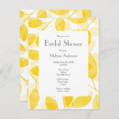 Invitation Aquarelle jaune or Feuilles (Devant / Derrière)