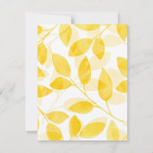 Invitation Aquarelle jaune or Feuilles (Dos)