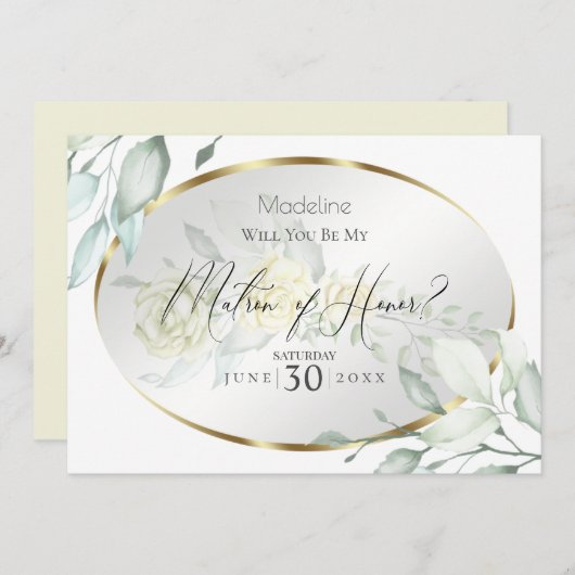 Invitation Aquarelle jaune pâle Roses (Devant / Derrière)