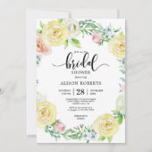 Invitation Aquarelle jaune pastel mariage douche nuptiale (Devant)