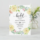 Invitation Aquarelle jaune pastel mariage douche nuptiale (Debout devant)