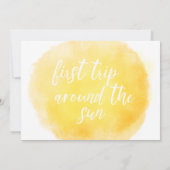 Invitation Aquarelle Jaune Premier Voyage Autour Du Soleil (Dos)