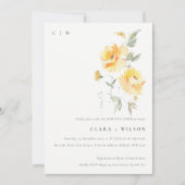 Invitation Aquarelle Jaune Rose Bunch de fleurs matin après (Devant)