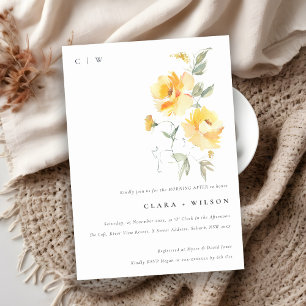 Invitation Aquarelle Jaune Rose Bunch de fleurs matin après