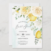 Invitation Aquarelle jaune Rose & douche nuptiale citron (Devant)