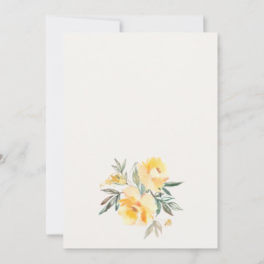 Invitation Aquarelle Jaune Rose Fleur Couples Douche (Dos)