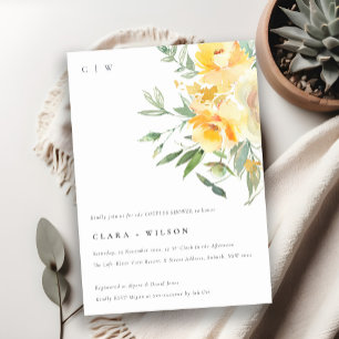 Invitation Aquarelle Jaune Rose Fleur Couples Douche