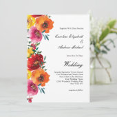 Invitation Aquarelle jaune rouge rose orange Mariage floral (Debout devant)