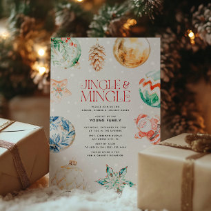Invitation Aquarelle Jingle & Mingle Christmas