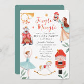 Invitation Aquarelle Jingle Mingle Fête de Noël (Devant / Derrière)