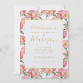 Invitation Aquarelle jolie rose Floral (Devant)