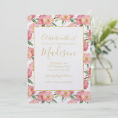 Invitation Aquarelle jolie rose Floral (Debout devant)