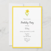 Invitation Aquarelle jonquille 2 et Motif (Devant)