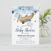 Invitation Aquarelle Jouet, Etoiles, NuagesDouche pour bébé (Debout devant)