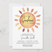 Invitation Aquarelle Joyeux Baby shower de soleil Jaune (Devant)