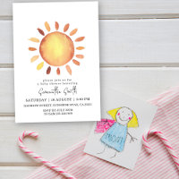 Aquarelle Joyeux Baby shower de soleil Jaune