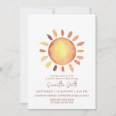 Invitation Aquarelle Joyeux Baby shower de soleil Jaune (Devant)