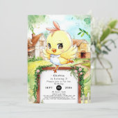 Invitation Aquarelle Joyeux Poulet Anniversaire (Debout devant)