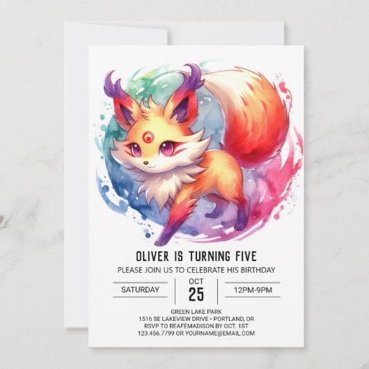 Invitation Aquarelle Joyful Fox Anniversaire (Devant)