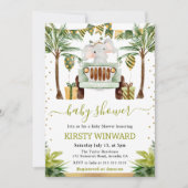 Invitation Aquarelle Jungle Baby shower éléphant (Devant)