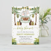 Invitation Aquarelle Jungle Baby shower éléphant (Debout devant)