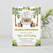Invitation Aquarelle Jungle Elephant Anniversaire de enfant (Debout devant)