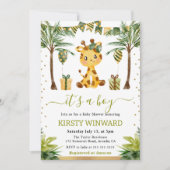 Invitation Aquarelle Jungle Giraffe Baby Boy Douche (Devant)