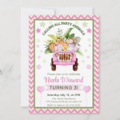 Invitation Aquarelle Jungle Safari Animaux Anniversaire (Devant)