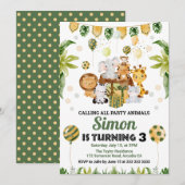 Invitation Aquarelle Jungle Safari Animaux Anniversaire de en (Devant / Derrière)