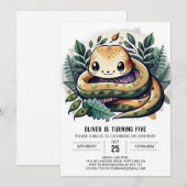 Invitation Aquarelle Jungle Snake Anniversaire (Devant / Derrière)