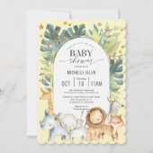 Invitation Aquarelle Jungle thème baby shower Jaune moderne (Devant)