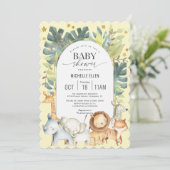 Invitation Aquarelle Jungle thème baby shower Jaune moderne (Debout devant)