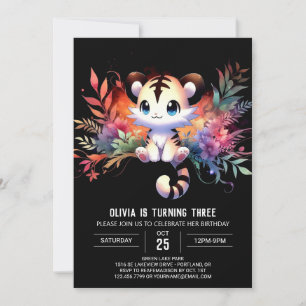 Invitation Aquarelle Jungle Tigre Anniversaire