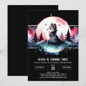 Invitation Aquarelle Jungle Wolf Anniversaire (Devant / Derrière)