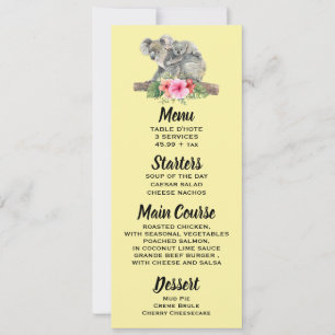 Invitation Aquarelle Koala Bears mignonne Maman & Baby Menu