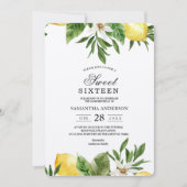 Invitation Aquarelle Kraft Citrons jaunes et feuilles (Devant)