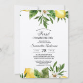 Invitation Aquarelle Kraft Citrons jaunes et feuilles (Devant)