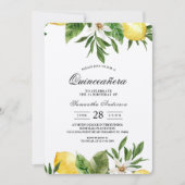 Invitation Aquarelle Kraft Citrons jaunes et feuilles (Devant)