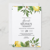 Invitation Aquarelle Kraft Citrons jaunes et feuilles (Devant)