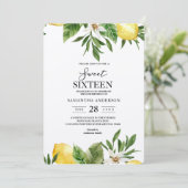 Invitation Aquarelle Kraft Citrons jaunes et feuilles (Debout devant)