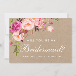 Invitation Aquarelle Kraft Floral rose